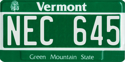 VT license plate NEC645
