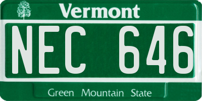VT license plate NEC646