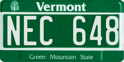 VT license plate NEC648