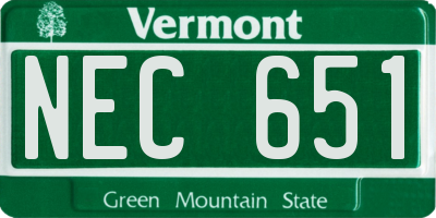 VT license plate NEC651