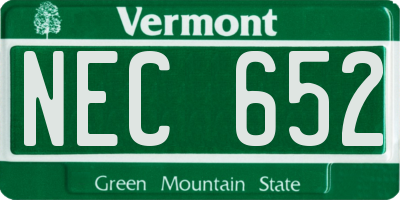 VT license plate NEC652
