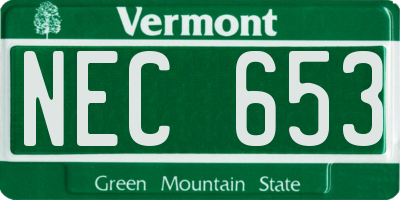 VT license plate NEC653