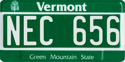 VT license plate NEC656