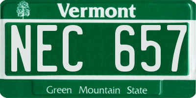 VT license plate NEC657