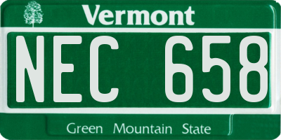 VT license plate NEC658