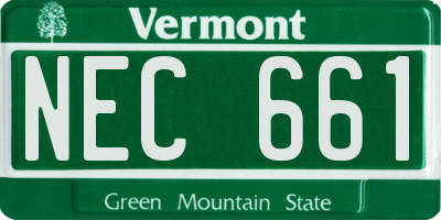 VT license plate NEC661