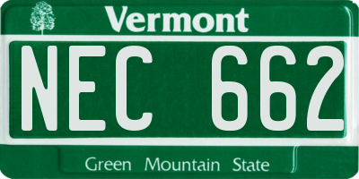 VT license plate NEC662