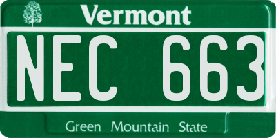 VT license plate NEC663