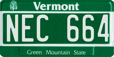 VT license plate NEC664