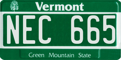 VT license plate NEC665