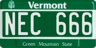 VT license plate NEC666