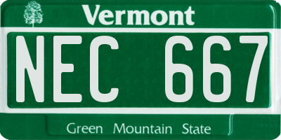 VT license plate NEC667