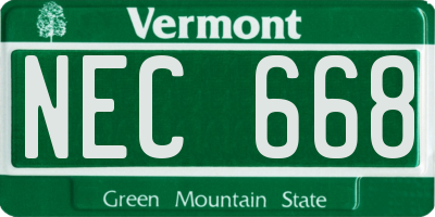 VT license plate NEC668