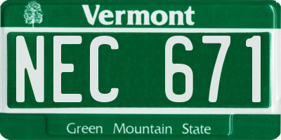VT license plate NEC671