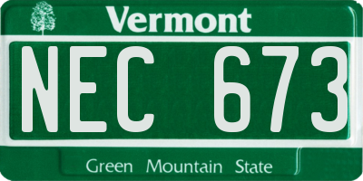 VT license plate NEC673