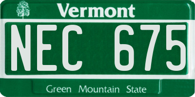 VT license plate NEC675