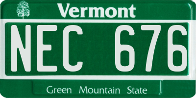 VT license plate NEC676