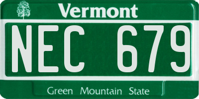 VT license plate NEC679