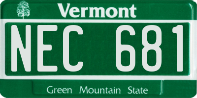 VT license plate NEC681