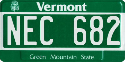 VT license plate NEC682