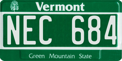 VT license plate NEC684