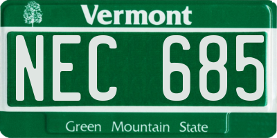 VT license plate NEC685