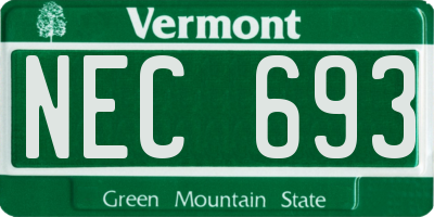 VT license plate NEC693