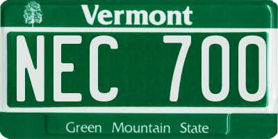 VT license plate NEC700