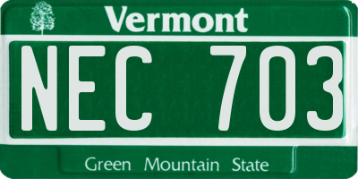 VT license plate NEC703