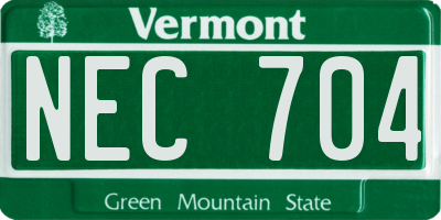 VT license plate NEC704
