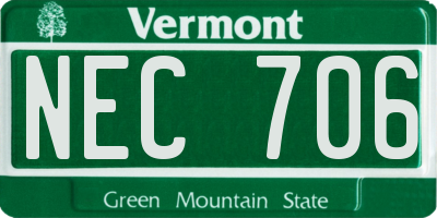 VT license plate NEC706