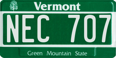 VT license plate NEC707