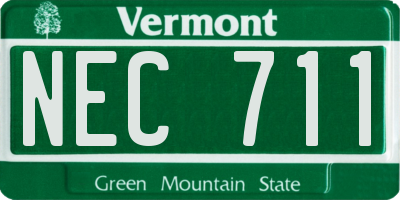 VT license plate NEC711