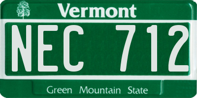 VT license plate NEC712
