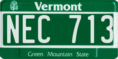 VT license plate NEC713