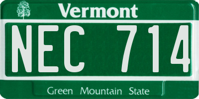VT license plate NEC714