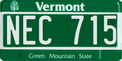 VT license plate NEC715