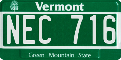 VT license plate NEC716