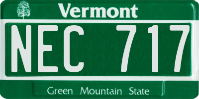 VT license plate NEC717