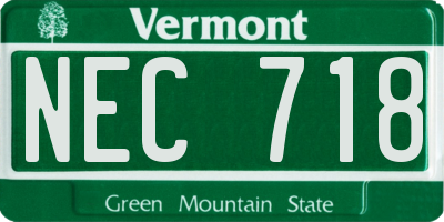 VT license plate NEC718