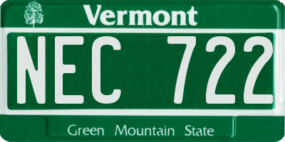 VT license plate NEC722