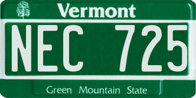 VT license plate NEC725