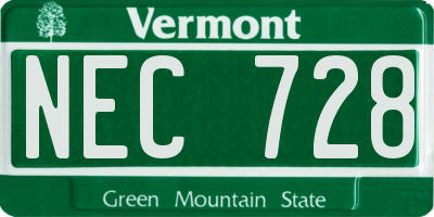 VT license plate NEC728