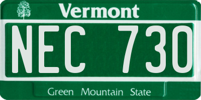 VT license plate NEC730