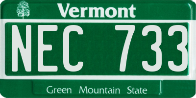 VT license plate NEC733