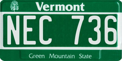 VT license plate NEC736