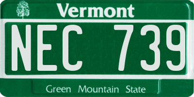 VT license plate NEC739