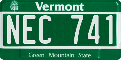 VT license plate NEC741