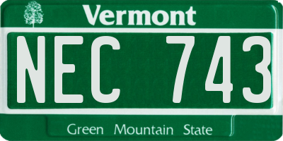 VT license plate NEC743