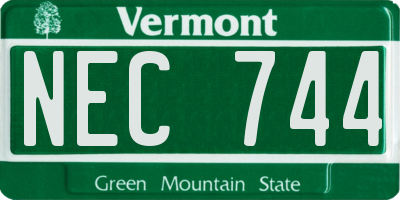 VT license plate NEC744